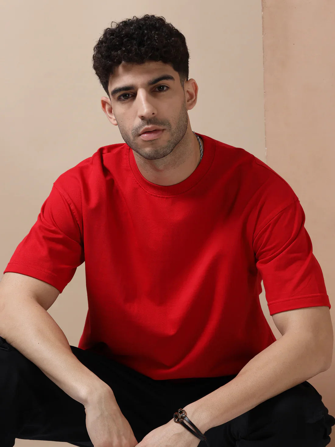 Men's 240 GSM Oversized Red T-Shirt