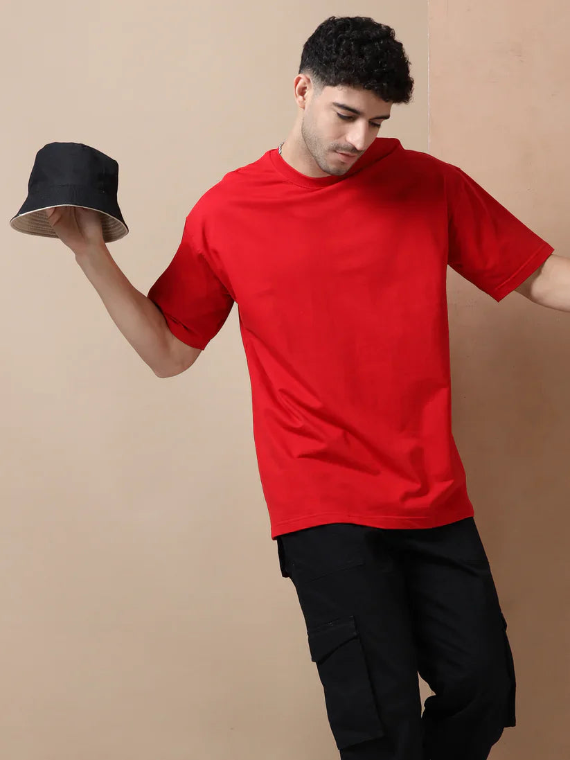 Men's 240 GSM Oversized Red T-Shirt