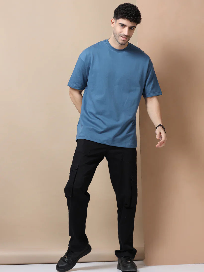 Men's 240 GSM Oversized Muted blue grey Tshirt