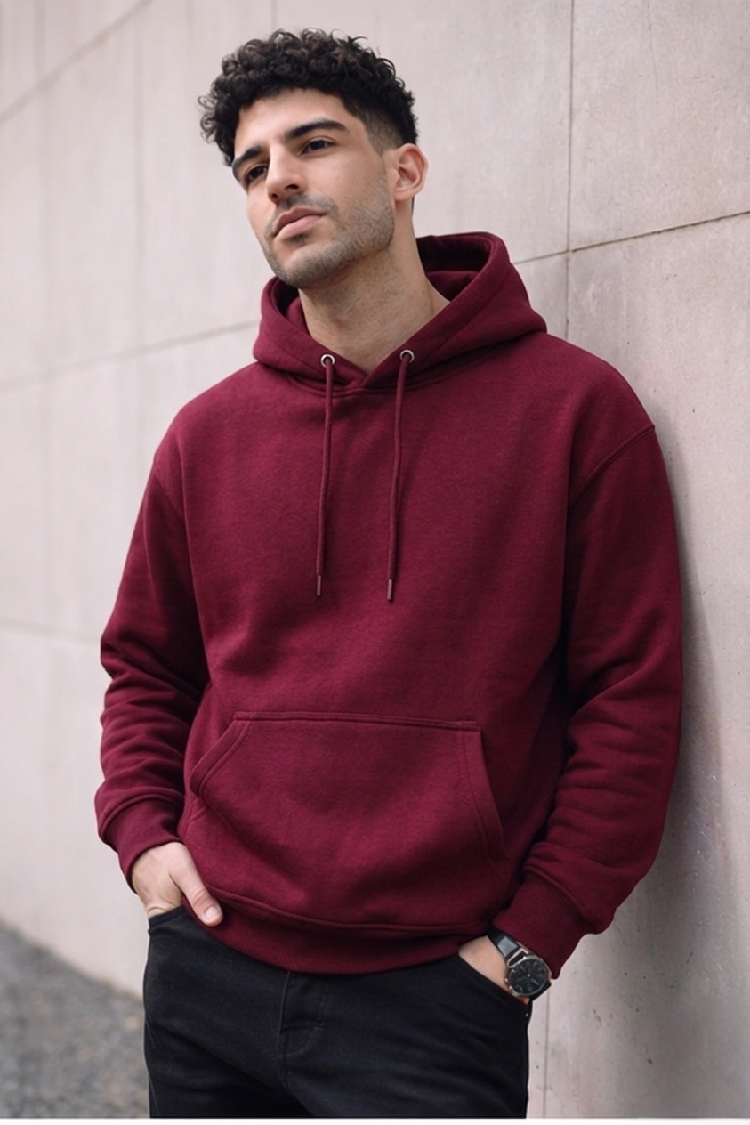 Men’s Maroon Oversized Hoodie – 350 GSM