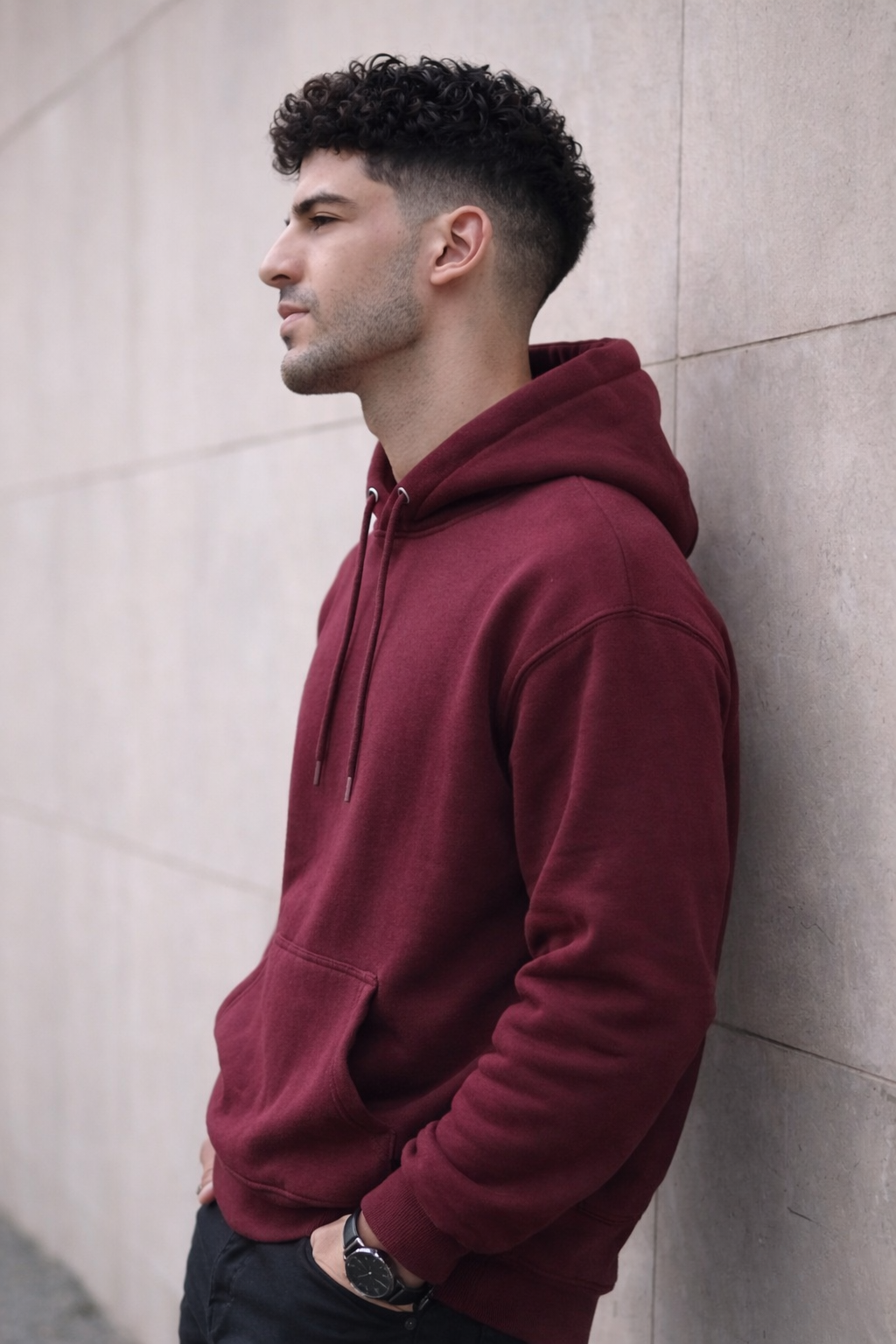 Men’s Maroon Oversized Hoodie – 350 GSM