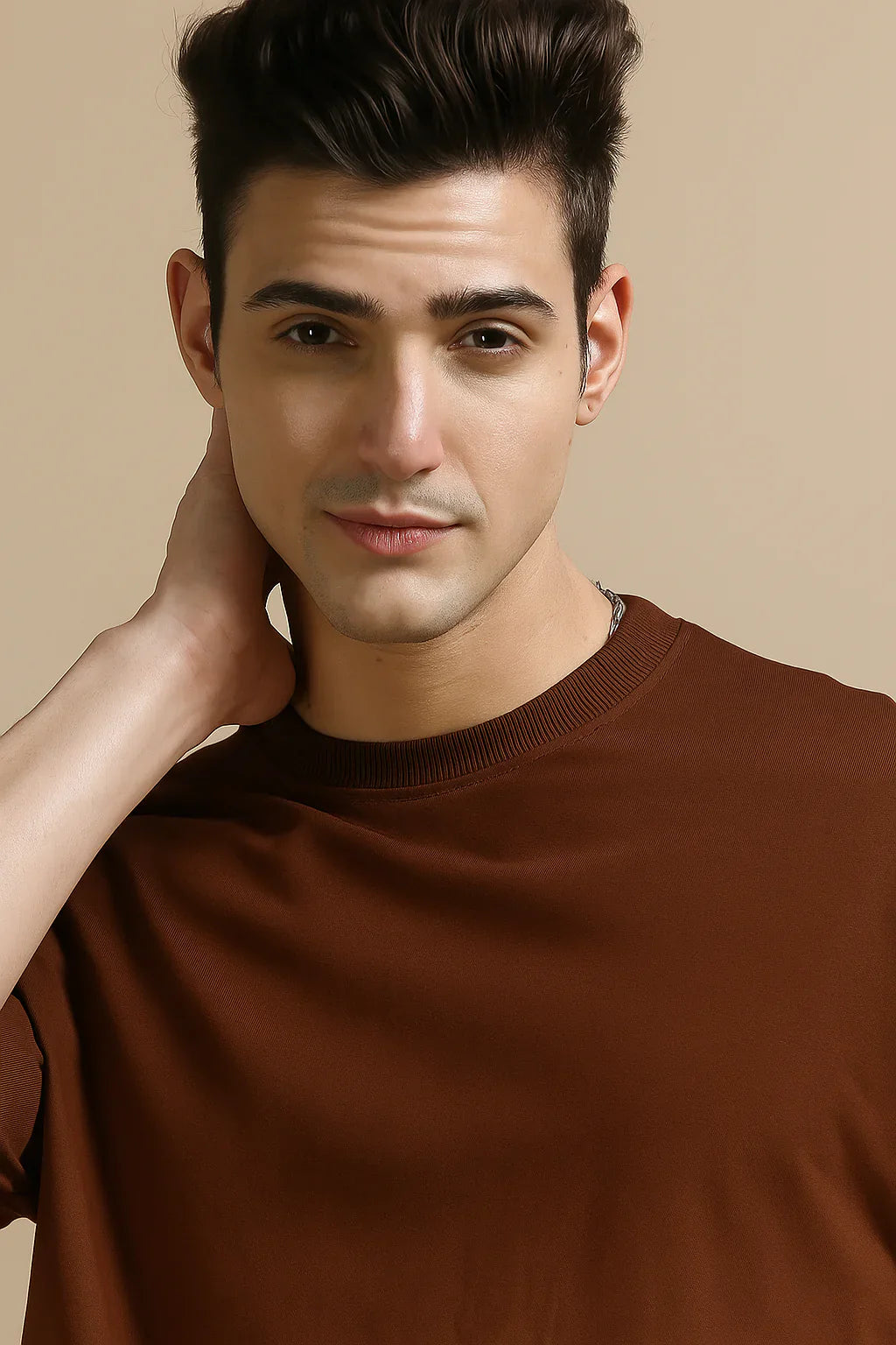 Men's 240 GSM Oversized Brown T-Shirt