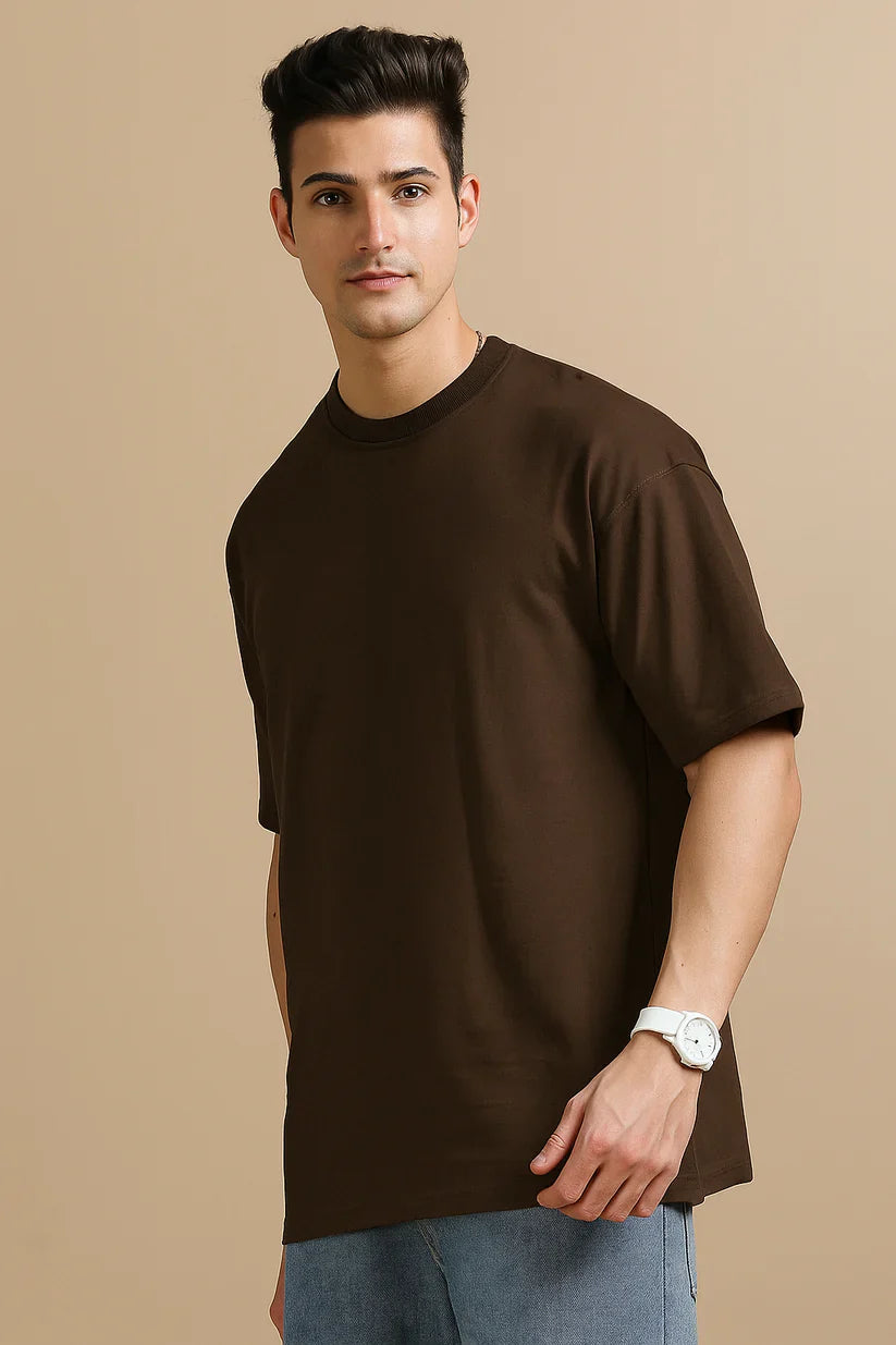 Men's 240 GSM Oversized Brown T-Shirt
