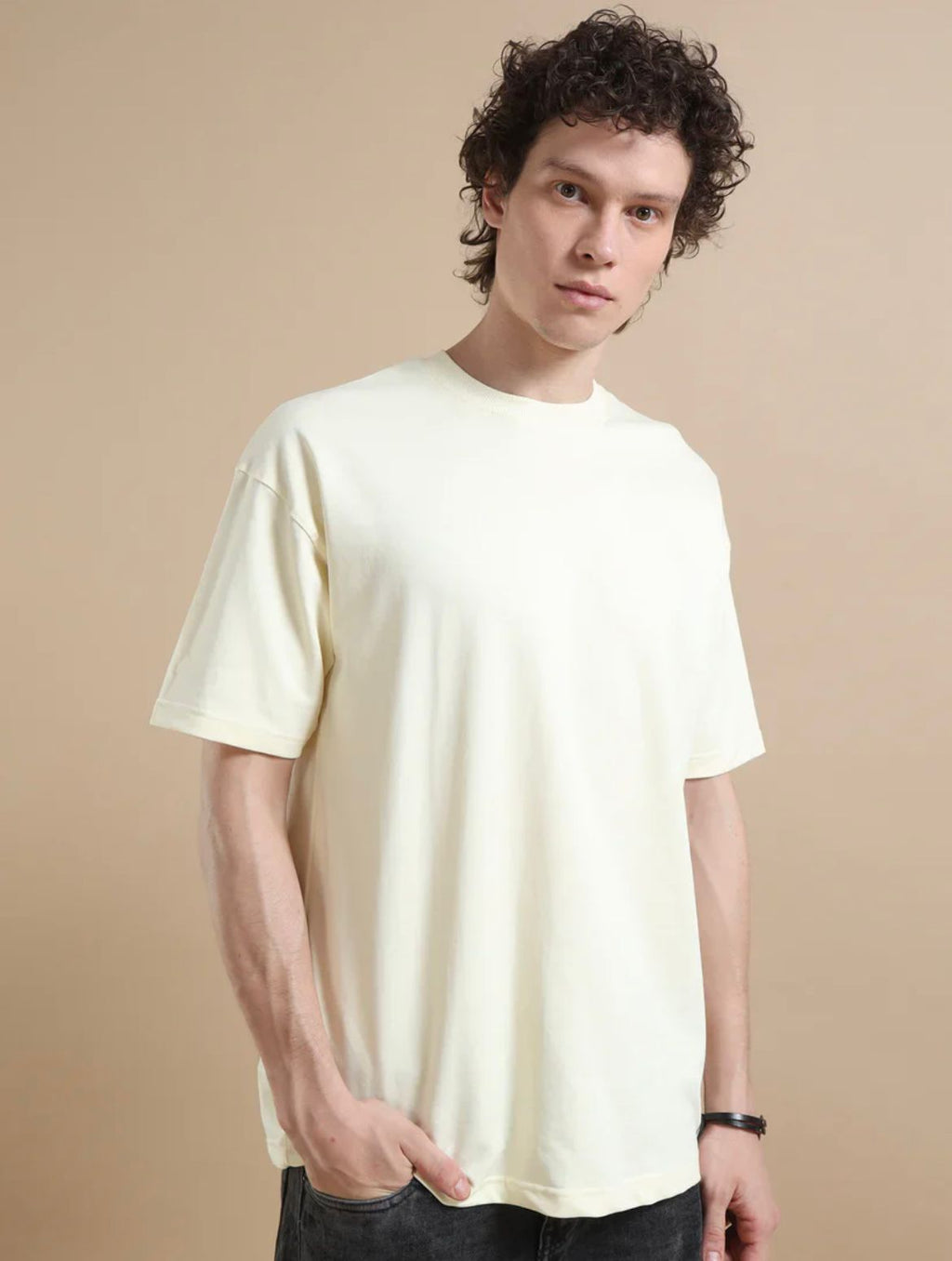 Men's 240 GSM Oversized Beige T-Shirt