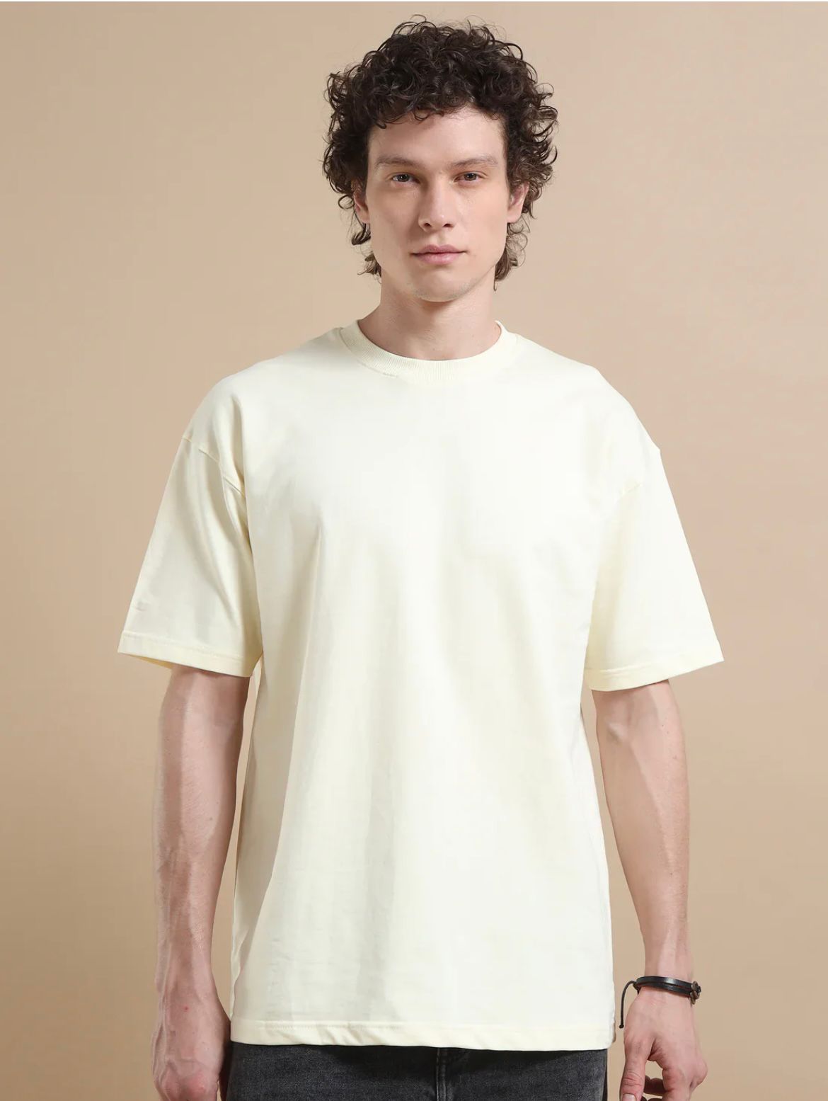 Men's 240 GSM Oversized Beige T-Shirt