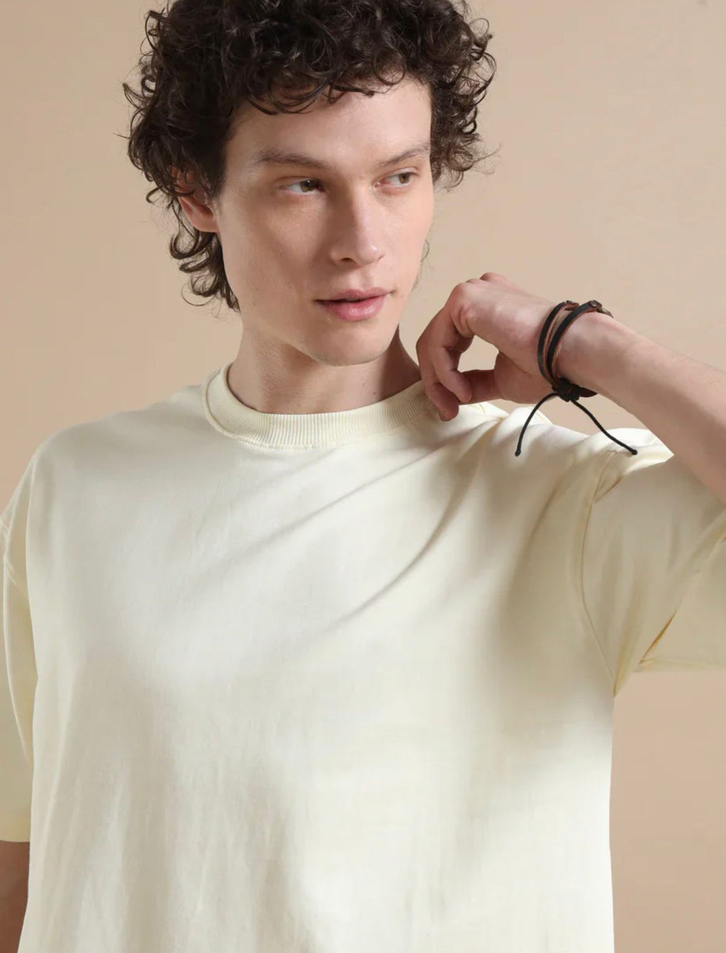 Men's 240 GSM Oversized Beige T-Shirt