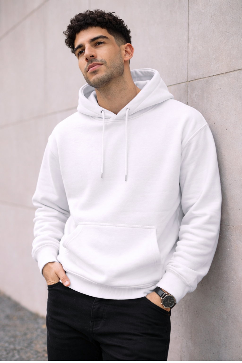 Men’s White Oversized Hoodie – 350 GSM