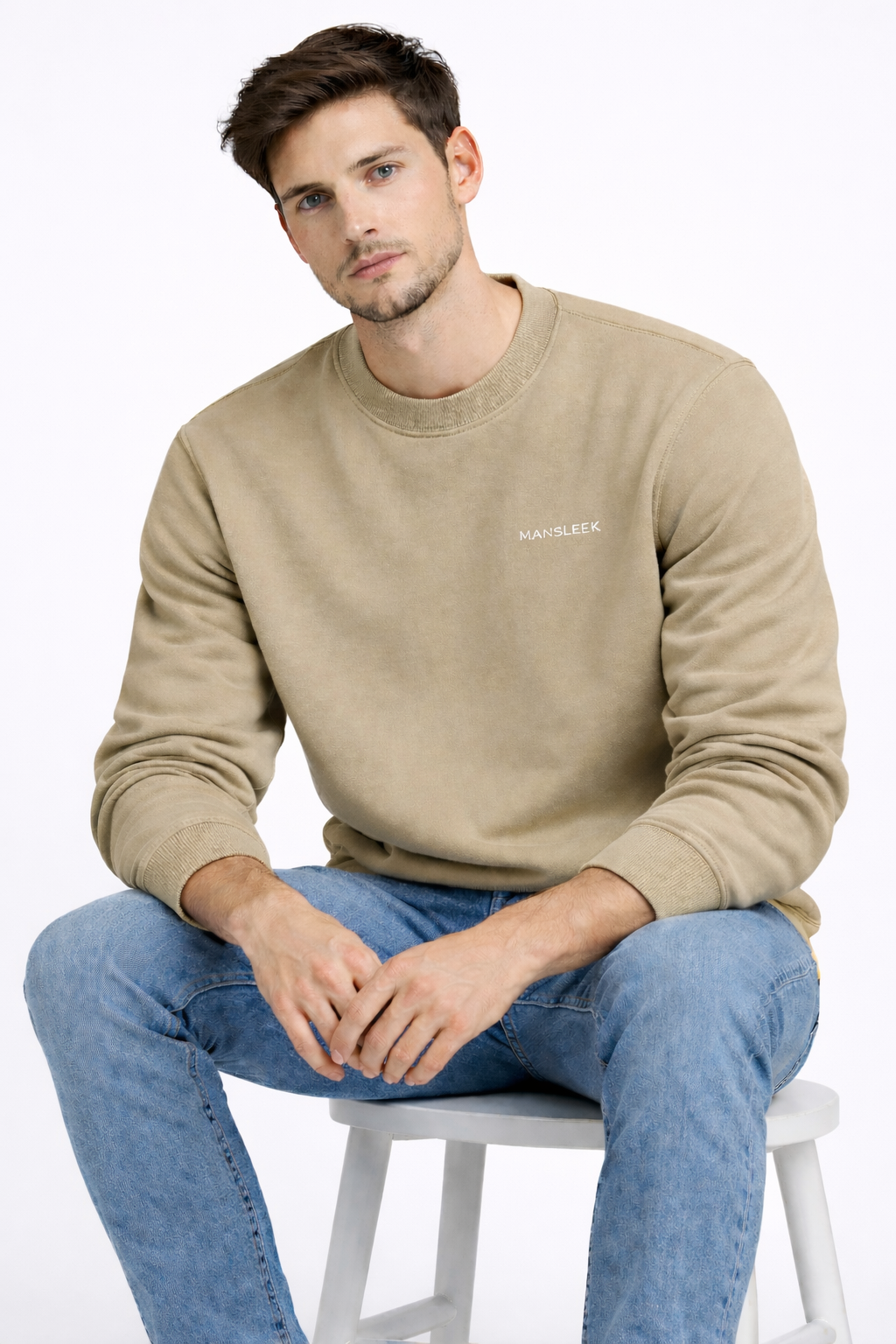 Men’s Beige Oversized Sweatshirt – 320 GSM